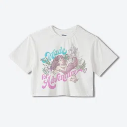 YK Disney Girls Printed Pure Cotton Applique Boxy T-shirt-picture-58