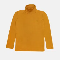 CHIMPRALA Boys Yellow High Neck Cotton T-shirt-image-8