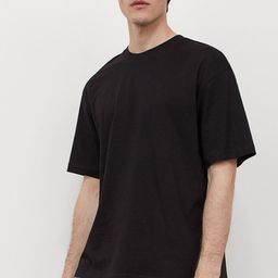 HM Men Black Solid Relaxed Fit Cotton Pure Cotton T-shirt-image-107