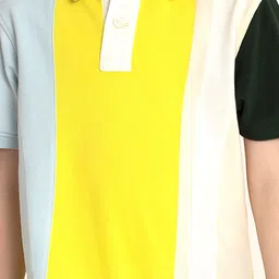 Cherry Crumble Boys Blue & Yellow Colourblocked Polo Collar T-shirt image 5