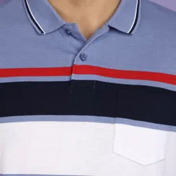 V-Mart Striped Polo Collar Cotton T-shirt image 2