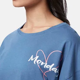 Dreamz by Pantaloons Graphic Printed Drop Shoulder Cotton Lounge T-shirt image 4