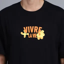 DOOR74 Typography Printed Short Sleeves Raw Edge Cotton Oversized T-shirt image 2