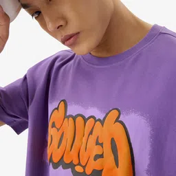 The Souled Store Graphic Printed Applique Oversized Cotton T-shirt image 2