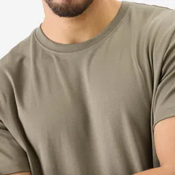 The Souled Store Men Solid Round Neck Supima Cotton  T-shirt image 2