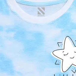 NUSYL Girls Blue Typography Printed Raw Edge T-shirt image 2