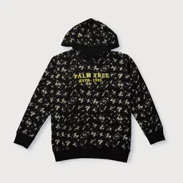 Palm Tree Boys Black Printed Hooded Sweatshirt image 2