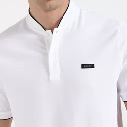 Calvin Klein Jeans Men Solid Mandarin Collar Cotton T-shirt image 3