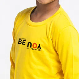 Friskers Boys Yellow Typography Printed Slim Fit T-shirt image 3