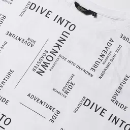 Roadster Women White  Black Printed Round Neck Pure Cotton T-shirt image 2