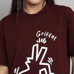 GRIFFEL Graphic Printed Drop-Shoulder Sleeves Cotton T-shirt image 4