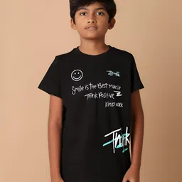 V-Mart Boys Typography Printed Round Neck Cotton T-shirt image 2