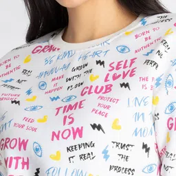 Status Quo Typography Printed Hooded Crop Sweatshirt image 5