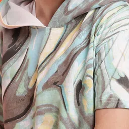 Lil Tomatoes Boys Abstract Printed Hooded Drop-Shoulder Sleeves T-shirt image 5