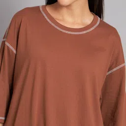 Imsa Moda Cotton Drop-Shoulder Sleeves Oversized T-Shirt image 3