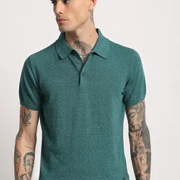 THE BEAR HOUSE Men Solid Regular Fit Cotton Polo Collar T-Shirts image 2