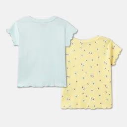 R&B Girls Pack Of 2 Printed Round Neck Regular Sleeves Cotton T-shirt image 2