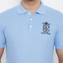 THE MILLION CLUB Men Blue Solid Polo Collar T-shirt image 2