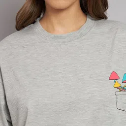 Imsa Moda Typography Printed Drop Shoulder Sleeves Oversized Cotton T-shirt image 5