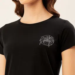 ether Black Graphic Printed Round Neck Short Sleeves Cotton Regular T-shirt image 2