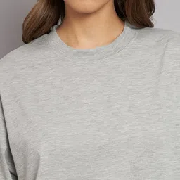 Imsa Moda Typography Printed Drop Shoulder Cotton Oversized Longline T-shirt image 3