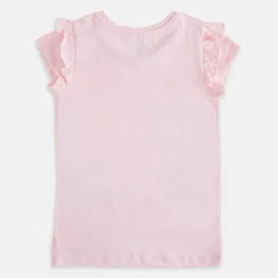 Pantaloons Junior Girls Peach Printed Cotton T-shirt image 3