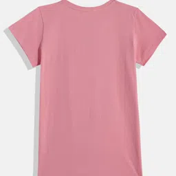U.S. Polo Assn. Kids Girls Pink Brand Logo Printed Pure Cotton T-shirt image 4