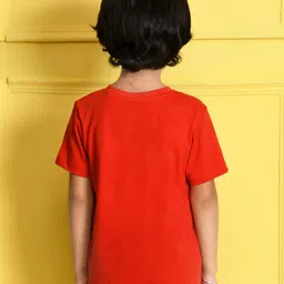 NUSYL Boys Red Printed Biowashed T-shirt image 2