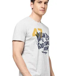 Wrangler Men Grey Typography Printed Raw Edge T-shirt image 3