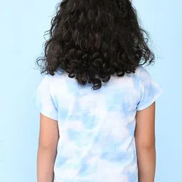 NUSYL Girls Blue Typography Printed Raw Edge T-shirt image 3
