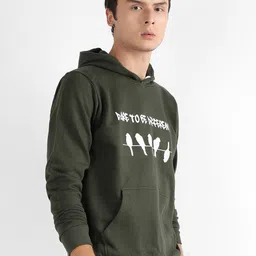 Campus Sutra Typography Printed Hooded Cotton Pullover Sweatshirt image 5