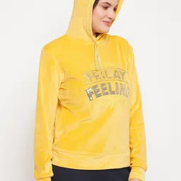 Camey Typography Embroidered Velvet Hooded Sweatshirt image 4