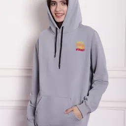 Imsa Moda Typography Printed Hooded Oversized Fit Pullover Fleece Sweatshirt image 2