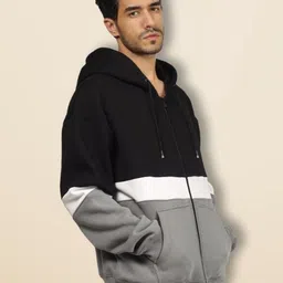 WEARDUDS Colourblocked Hooded Cotton Oversized Sweatshirt image 3