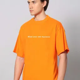 Besick Men Typography Printed Round Neck Oversized T-shirt image 3