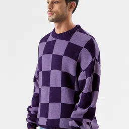 The Souled Store Checked Round Neck Acrylic Sweaters image 5