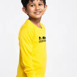 Friskers Boys Yellow Typography Printed Slim Fit T-shirt image 2