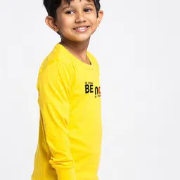 Friskers Boys Yellow Typography Printed Slim Fit T-shirt image 2
