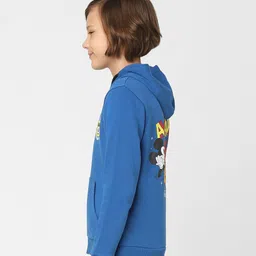 Jack & Jones Junior Boys Blue Printed Hooded Sweatshirt image 4