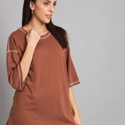 Imsa Moda Cotton Drop-Shoulder Sleeves Oversized T-Shirt image 4