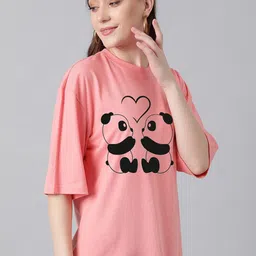 KOTTY Basics Graphic Printed Drop-Shoulder Sleeves Oversized T-shirt image 4