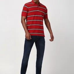 Peter England Men Striped Polo Collar Pockets T-shirt image 3