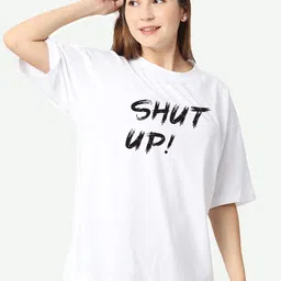 STATUS MANTRA Typography Printed Drop-Shoulder Sleeves Pure Cotton Oversized T-shirt image 3