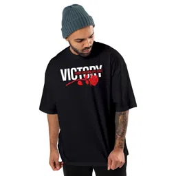 BAESD Men Typography Printed Hooded Applique T-shirt image 3