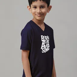 Friskers Boys Typography Printed V-Neck Cotton T-Shirts image 4