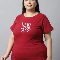 UnaOne Plus Size Typography Printed Cotton T-Shirt image 3