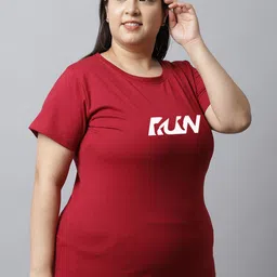 UnaOne Plus Size Typography Printed Pure Cotton T-shirt image 5