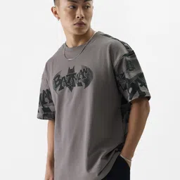 The Souled Store Grey Batman Printed Pure Cotton Oversized T-shirt image 4