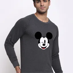 Friskers Men Grey Micky Mouse Print Sweatshirt image 3