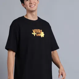 DOOR74 Typography Printed Short Sleeves Raw Edge Cotton Oversized T-shirt image 4